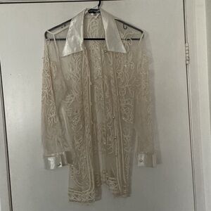 Sheer Lace Camisole Top - Cream